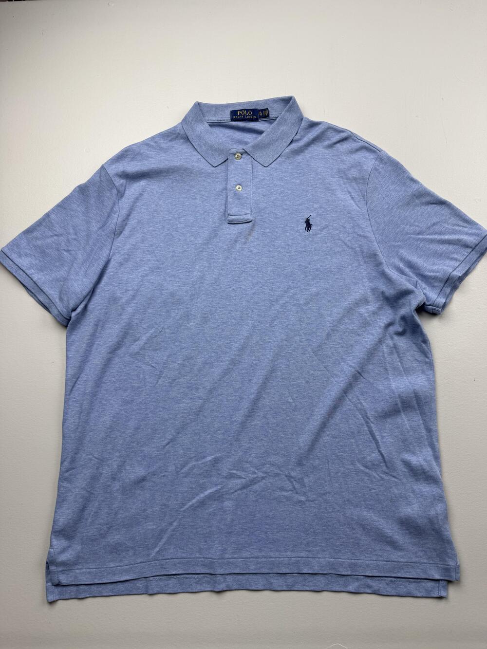 Polo Ralph Lauren Polo Shirt Mens XL Blue Solid Pony Logo Casual Knit Cotton